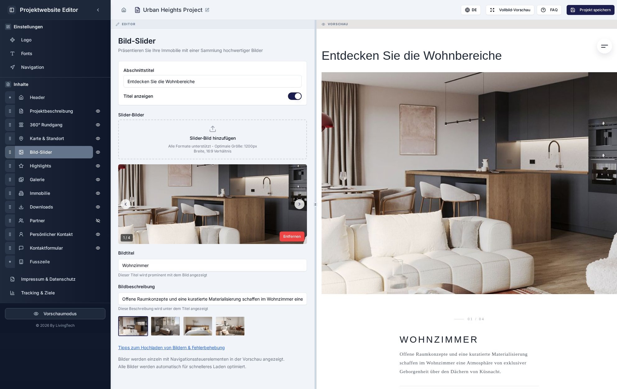 VisionProjects Editor – Galerien und Bildslider