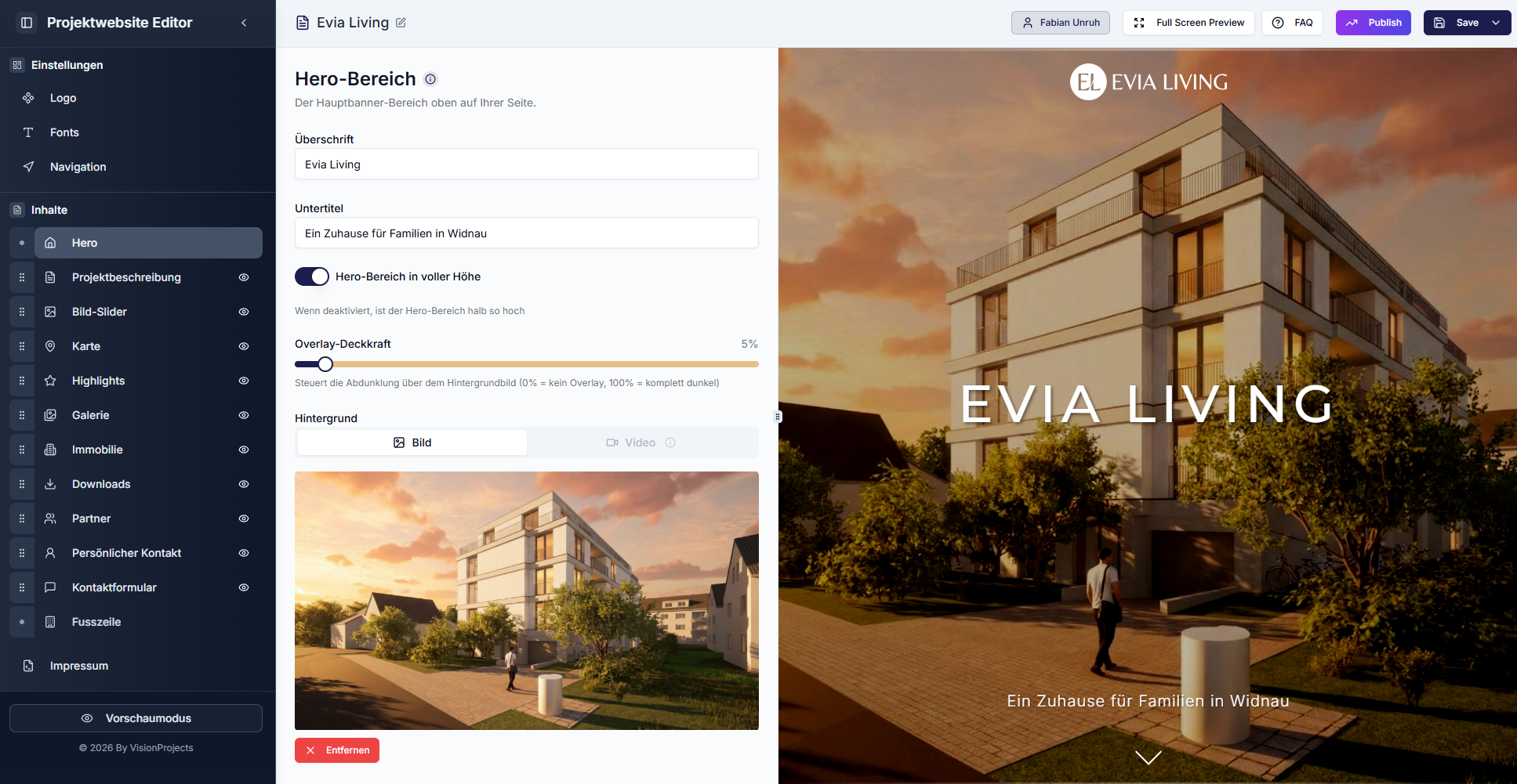 Hero-Bereich gestalten